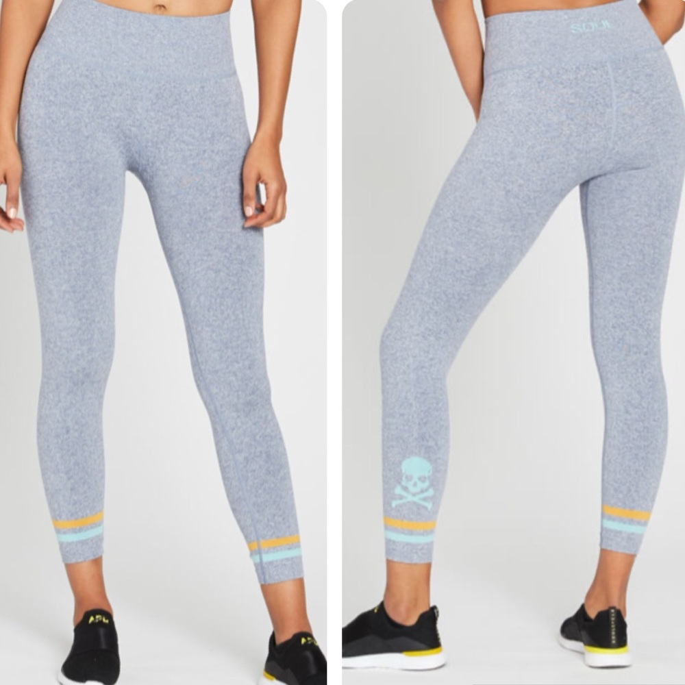 SOUL BY SOULCYCLE Seamless Skull Jacquard Tight Leggings BLUE/GRAY
